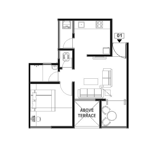 Floor plan of 1 BHK Apartment - 363 sq. ft. in Menlo Homes, Pune