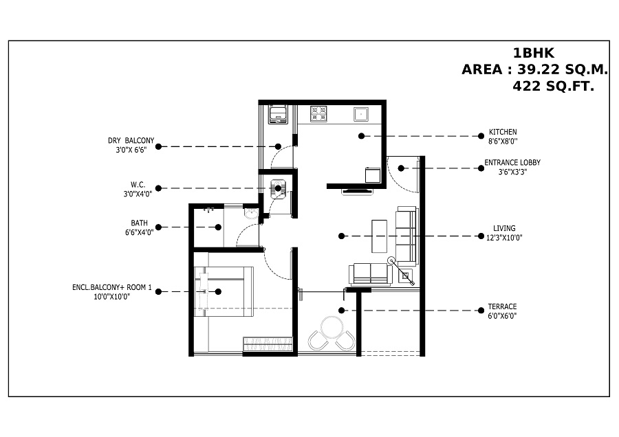 1 BHK 422 Sq. Ft. Apartment in Menlo Homes Kharadi