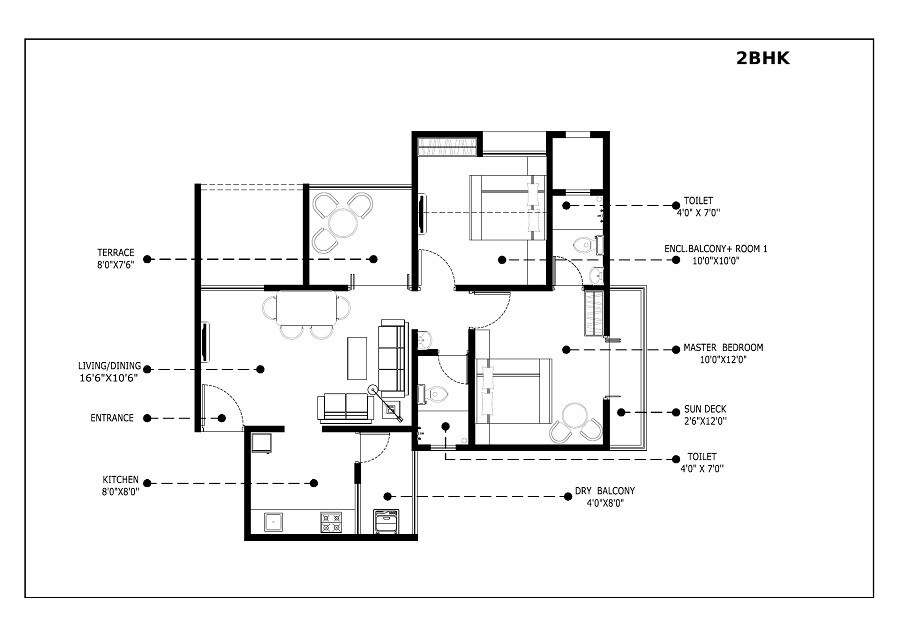Floor plan of 2 BHK 521 Sq. Ft. Apartment in Menlo Homes Next, Pune