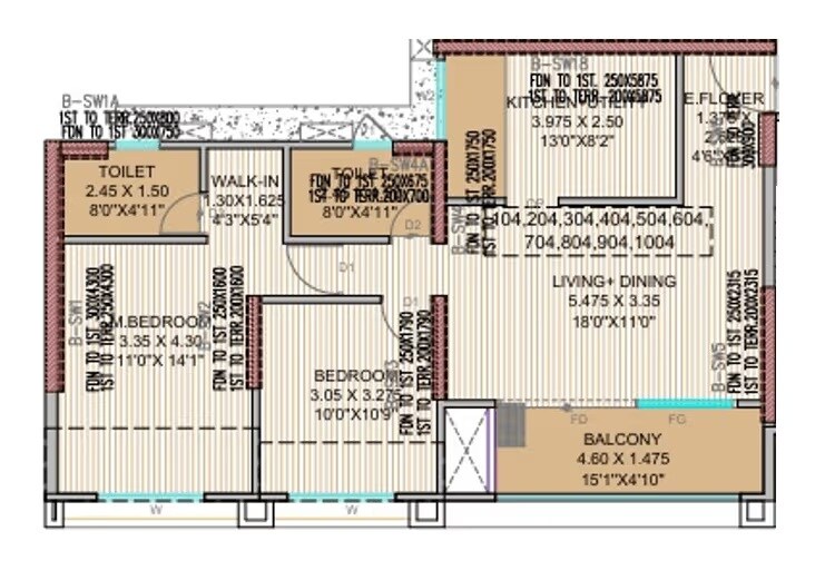 Floor plan of 2 BHK 856 Sq. Ft. Apartment in Menlo Skyora, Pune