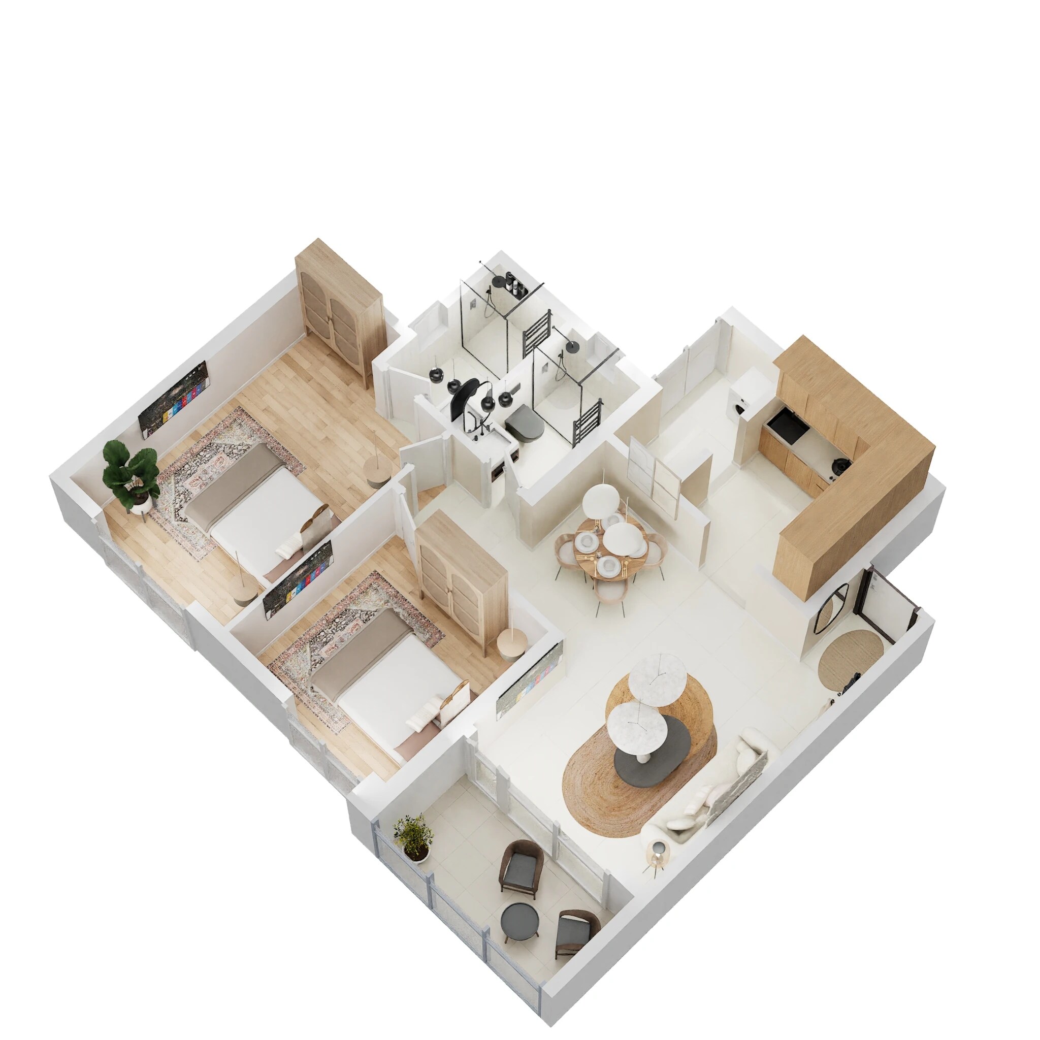 Floor plan of 2 BHK 761 Sq. Ft. Apartment in Merlin Elementa, Pune