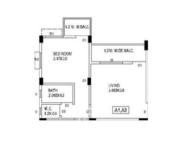 1 BHK 273 Sq. Ft. Apartment