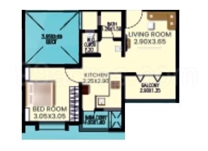Floor plan of 1 BHK 395 Sq. Ft. Apartment in Mhalsakant Vindhya Heights, Pune