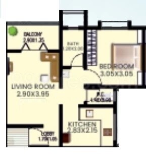 Floor plan of 1 BHK 442 Sq. Ft. Apartment in Mhalsakant Vindhya Heights, Pune