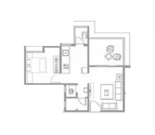Floor plan of 1 BHK 667 Sq. Ft. Apartment in Miami Apartment, Pune