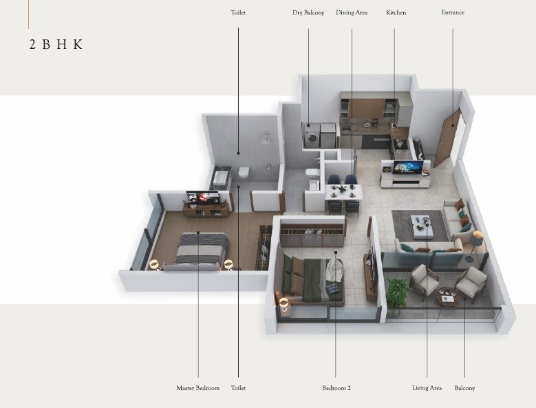 2 BHK 754 Sq. Ft. Apartment
