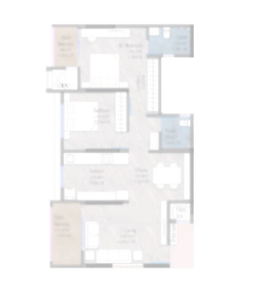 Floor plan of 2 BHK 765 Sq. Ft. Apartment in Millennium Falcon, Pune