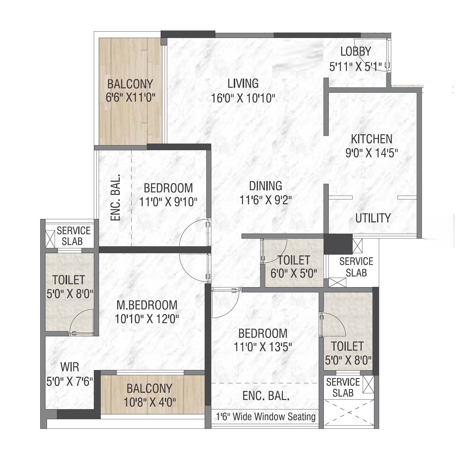 3 BHK 1200 Sq. Ft. Apartment