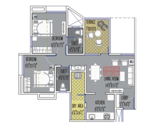 2 BHK 640 Sq. Ft. Apartment in Miracle Aero East