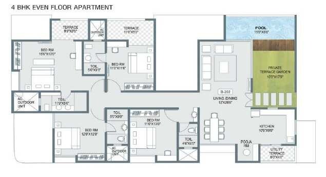 4 BHK 2805 Sq. Ft. Apartment
