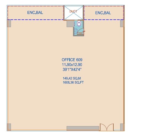 Floor plan of 1608 Sq. Ft. Office Space in Mittal One Place FC Road, Pune