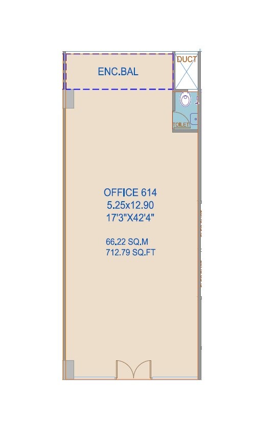 Floor plan of 713 Sq. Ft. Office Space in Mittal One Place FC Road, Pune