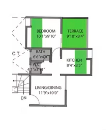 Floor plan of 1 BHK 497 Sq. Ft. Apartment in Mohar Pratima, Pune
