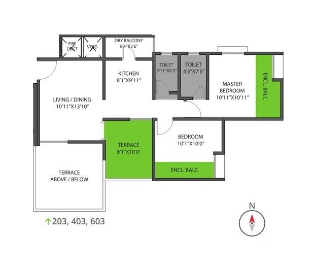 Floor plan of 2 BHK 754 Sq. Ft. Apartment in Mohar Pratima, Pune