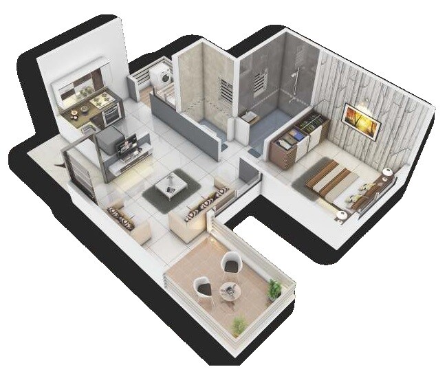 Floor plan of 1 BHK 460 Sq. Ft. Apartment in Mohisha The Skylark, Pune