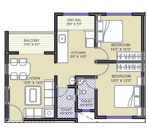 2 BHK 630 Sq. Ft. Apartment in Monaarch LE Sancy