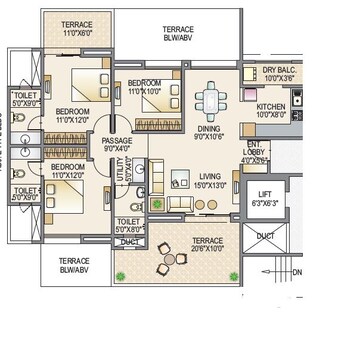  3 BHK Apartment at Mont Vert Belair, Bhugaon – for Sale