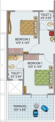 2 BHK 815 Sq. Ft. Apartment