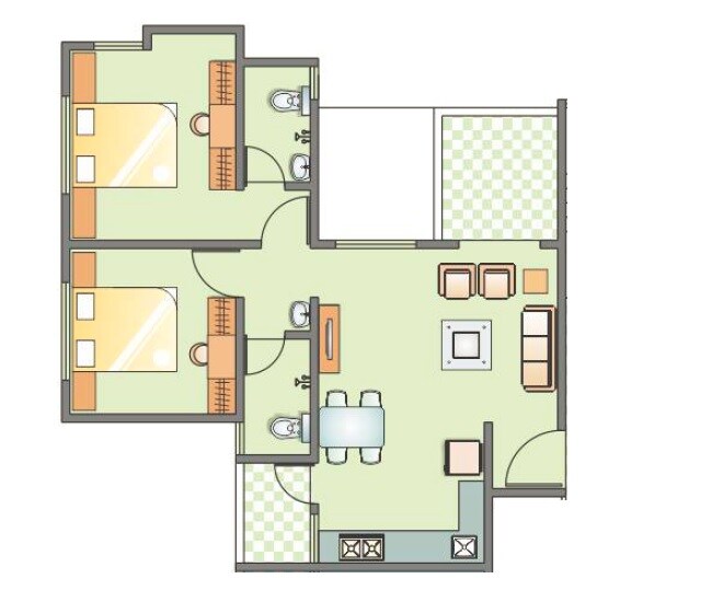 Floor plan of 2 BHK 472 Sq. Ft. Apartment in Mont Vert Sunshine Joy, Pune