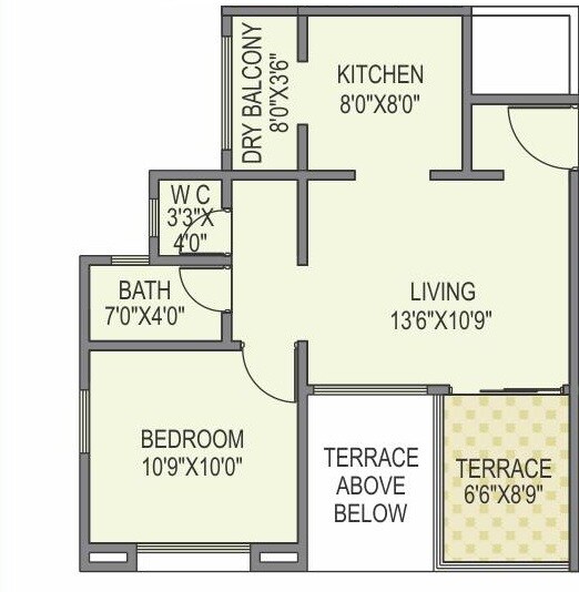 1 BHK 514 Sq. Ft. Apartment