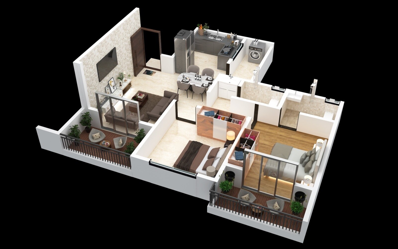 Floor plan of 2 BHK 688 Sq. Ft. Apartment in Moraya Udyam Nagari, Pune