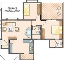 Floor plan of 1 BHK 355 Sq. Ft. Apartment in Mout Vert Vesta, Pune