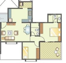 Floor plan of 1 BHK 398 Sq. Ft. Apartment in Mout Vert Vesta, Pune
