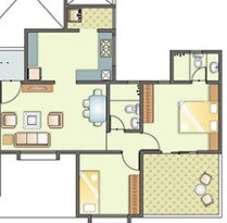 Floor plan of 1 BHK 414 Sq. Ft. Apartment in Mout Vert Vesta, Pune
