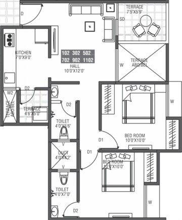  2 BHK Apartment at Moze Skyways Esfera, Lohgaon – for Rent