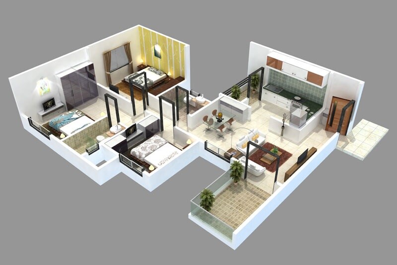 3 BHK 1004 Sq. Ft. Apartment