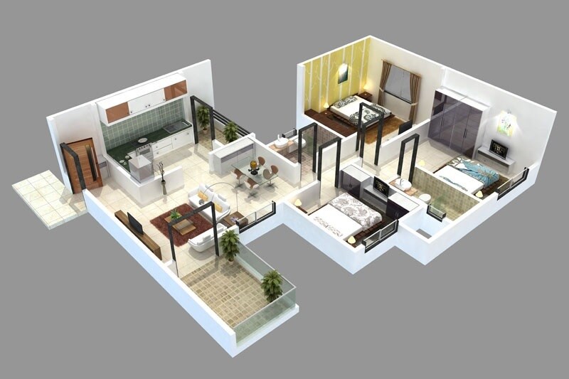 3 BHK 1052 Sq. Ft. Apartment