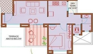Floor plan of 1 BHK 604 Sq. Ft. Apartment in Multicon The Crystal Castle, Pune