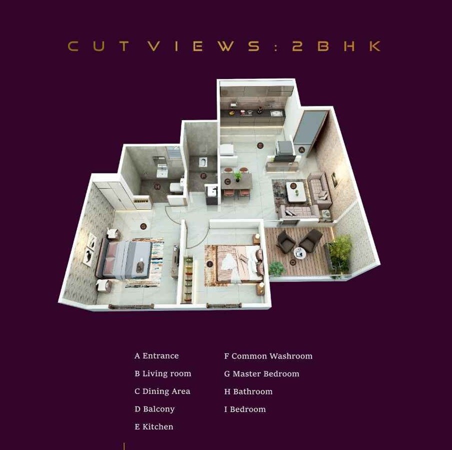 Floor plan of 2 BHK 689 Sq. Ft. Apartment in Nageshwar Golden Sunshine, Pune