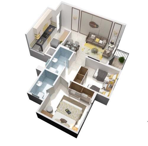 2 BHK 545 Sq. Ft. Apartment