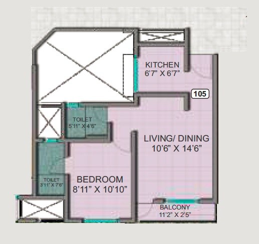 1 BHK 419 Sq. Ft. Apartment