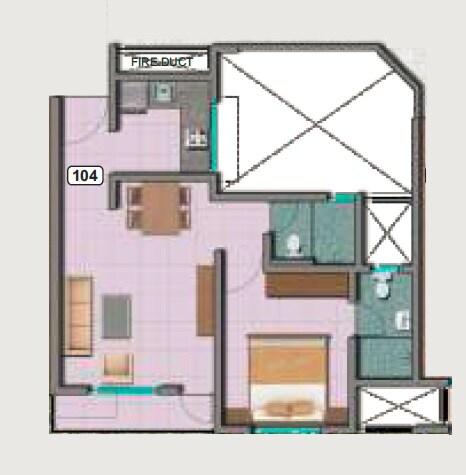 Floor plan of 1 BHK 483 Sq. Ft. Apartment in Naiknavare Dwarka Apartments, Pune