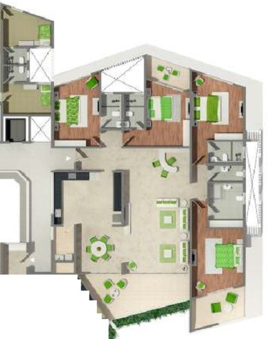 Floor plan of 4 BHK 3122 Sq. Ft. Apartment in Naiknavare Eminence Saga, Pune