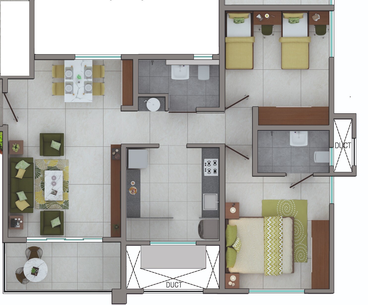 Floor plan of 2 BHK 991 Sq. Ft. Apartment in Naiknavare Kutumb, Pune