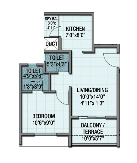 Floor plan of 1 BHK 460 Sq. Ft. Apartment in Naiknavare Neelaya, Pune