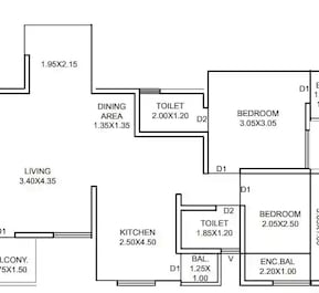 2 BHK 634 Sq. Ft. Apartment in Nakshatra Residency