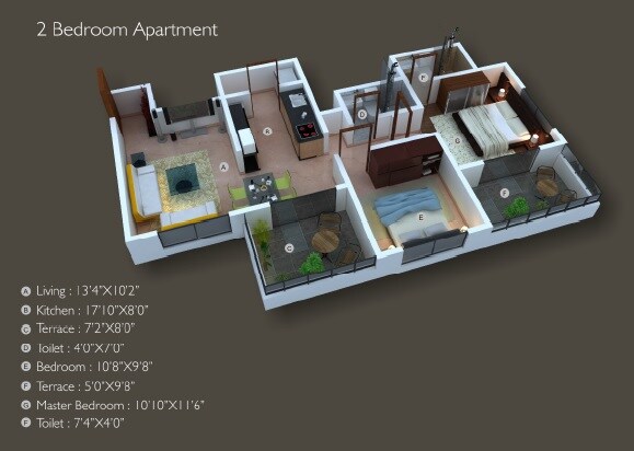 2 BHK 526 Sq. Ft. Apartment