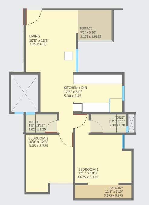 2 BHK 703 Sq. Ft. Apartment