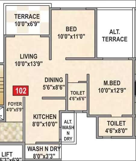 2 BHK 777 Sq. Ft. Apartment