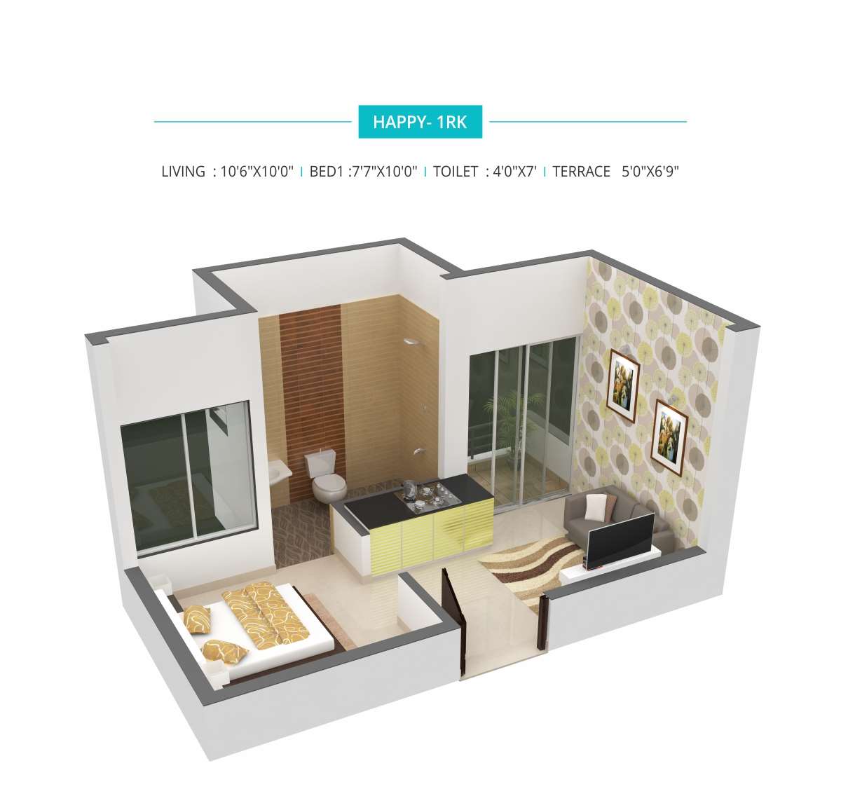 Floor plan of 198 Sq. Ft. Studio in Namrata Happycity Varale, Pune