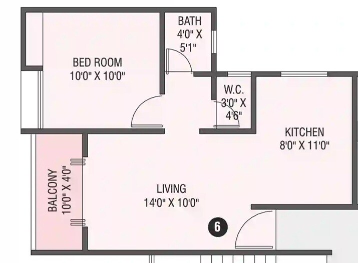Floor plan of 1 BHK 431 Sq. Ft. Apartment in Namrata Sarvam, Pune
