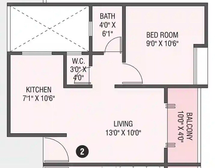 Floor plan of 1 BHK 433 Sq. Ft. Apartment in Namrata Sarvam, Pune