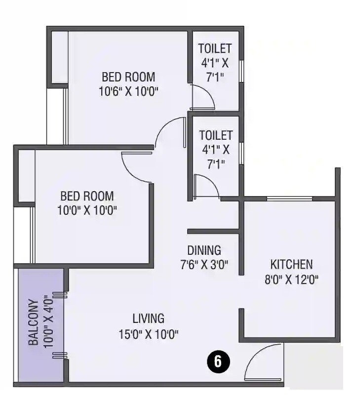 Floor plan of 2 BHK 669 Sq. Ft. Apartment in Namrata Sarvam, Pune