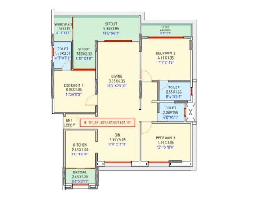 3 BHK 1331 Sq. Ft. Apartment