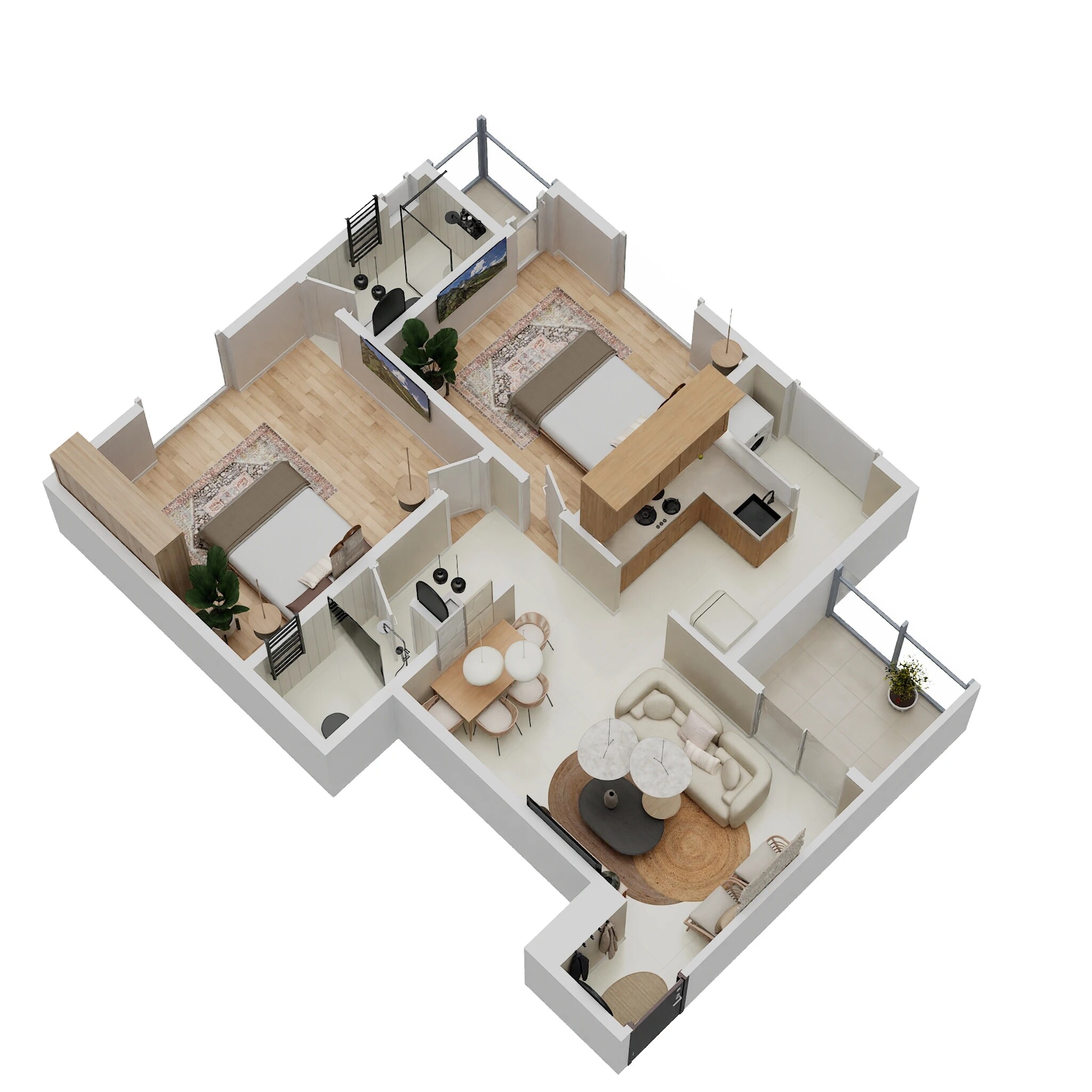 Floor plan of 2 BHK 731 Sq. Ft. Apartment in Namrata Shree Sadguru Residency, Pune