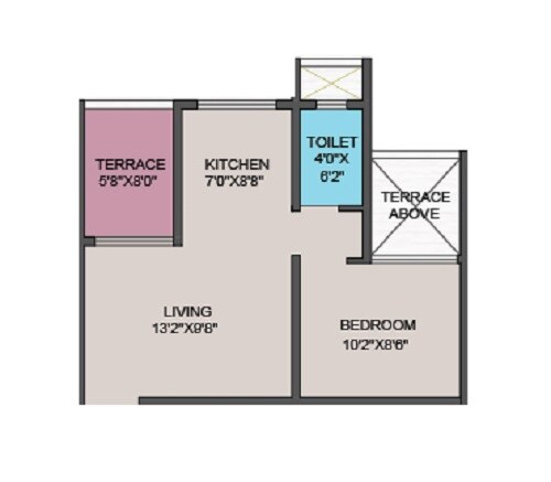 Floor plan of 1 BHK 343 Sq. Ft. Apartment in Namrata Slim Tower, Pune